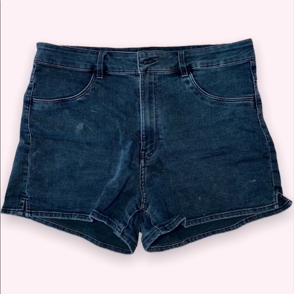 High-Waisted Black Denim Shorts